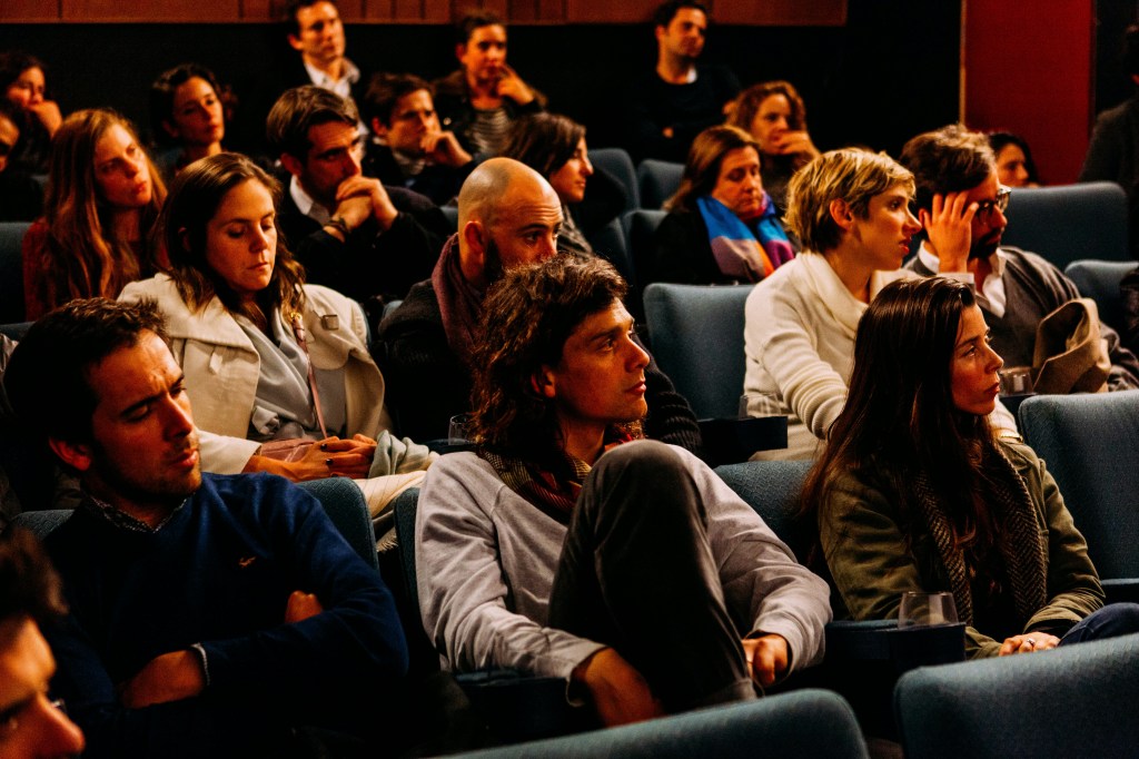 photo of people sat in a theatre, cinema or lecture theatre - just a photo of the audience
